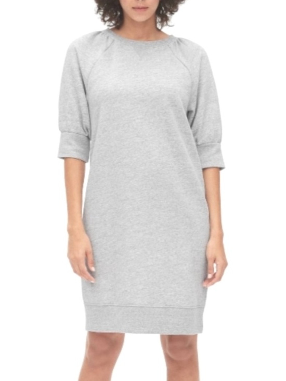 GAP puff sleeve sweatshirt dress light heather gray M